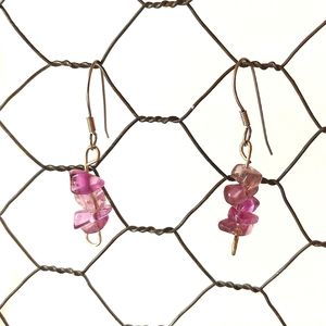 Vintage Earrings Amethyst Bead Jewelry Handmade Pierced Earrings Purple